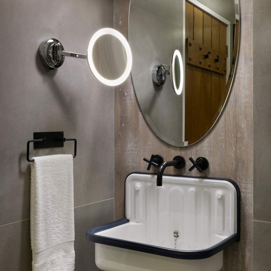 What to look for in bathroom mirror lighting? Check out this Mascali Round LED Mirror Light in Polished Chrome at Sparks